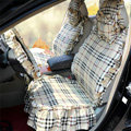 Universal Cotton flowered Print Plaid Folds Auto Car Seat Cover 19pcs Sets - Beige