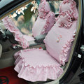 Universal Cotton flowered Print Plaid Folds Auto Car Seat Cover 19pcs Sets - Pink