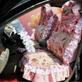 Universal 100% Cotton hawaiian floral Print Lace Auto Car Seat Cover 19pcs Sets - Pink