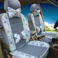 Universal Flax Cotton Hawaiian floral Print Car Seat Cover Auto Cushion 10pcs Sets - Blue