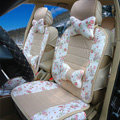 Universal Flax Cotton Hawaiian floral Print Car Seat Cover Auto Cushion 10pcs Sets - Pink