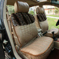 Universal Winter Suede nap floral Print Car Seat Cover Auto Cushion 6pcs Sets - Beige