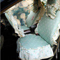 Universal Woman Cotton Snowflake floral Print Lace Auto Car Seat Cover 19pcs Sets - Blue