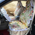 Universal Woman 100% Cotton flower Print Lace Auto Car Seat Cover 19pcs Sets - Beige