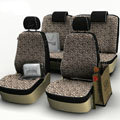 Leopard Print Customized Cotton Auto Car Seat Covers 8pcs Sets for Vehicle - Brown