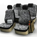 Zebra Print Customized Cotton Auto Car Seat Covers 8pcs Sets for Vehicle - White