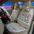 Ayrg Flower print Lace Universal Auto Car Seat Cover Ice Silk Full Set 19pcs - Beige