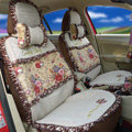 Ayrg Flower print Lace Universal Auto Car Seat Cover Ice Silk Full Set 19pcs - Coffee