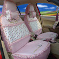 Ayrg Flower print Lace Universal Auto Car Seat Cover Ice Silk Full Set 19pcs - Pink