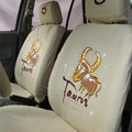 Universal Cotton Taurus Cow Print Auto Car Seat Cover 19pcs Sets - Beige