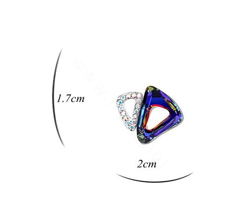 Classic Swarovskii Crystal Blue Rhinestone Triangle Stud Earring for Woman Fashion Jewelry