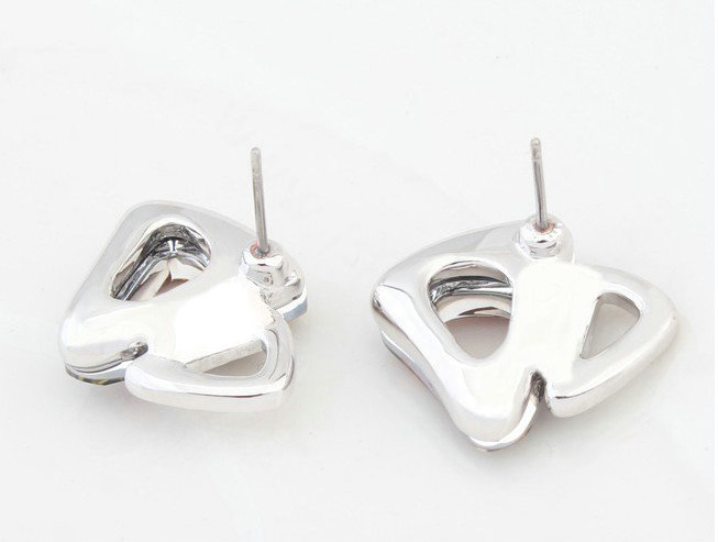Classic Swarovskii Crystal Pink Rhinestone Triangle Stud Earring for Woman Fashion Jewelry
