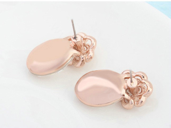Swarovskii Crystal Blue Rhinestone Flower Stud Earring Women Fashion Jewelry