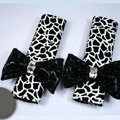 Black Bowknot Leopard Print PU Leather Automobile Seat Safety Belt Covers Car Decoration 2pcs - White