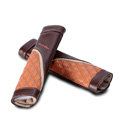 Classic Circle Cool Genuine Leather Automobile Seat Safety Belt Covers Car Decoration 2pcs - Brown