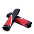Classic Circle Cool Genuine Leather Automobile Seat Safety Belt Covers Car Decoration 2pcs - Red