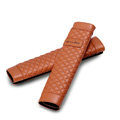 Classic Circle Cool Real Leather Automobile Seat Safety Belt Covers Car Decoration 2pcs - Brown