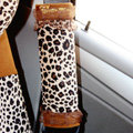 Funky Lace Velvet Leopard Print Automotive Seat Safety Belt Covers Car Decoration 2pcs - Brown