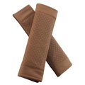 High Quality Real Genuine Leather Automobile Seat Safety Belt Covers Car Decoration 2pcs - Brown
