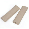 High Quality YBB Genuine Leather Automobile Seat Safety Belt Covers Car Decoration 2pcs - Beige