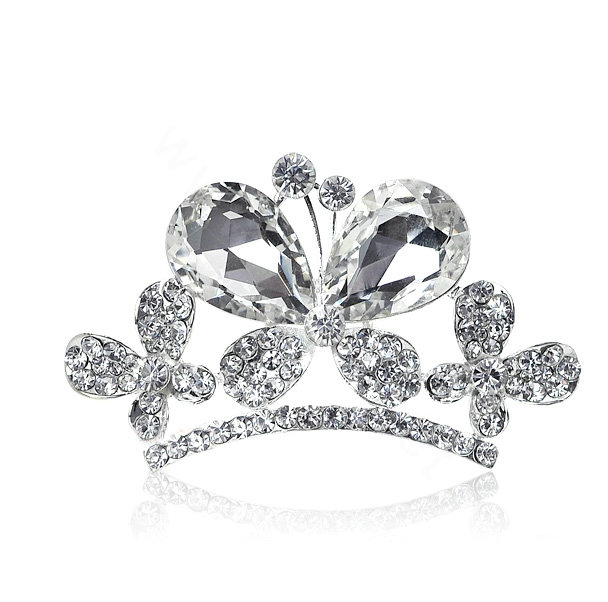 Classic Bride Butterfly Rhinestone Crystal Bridal Hair Crowns Tiaras Combs Wedding Accessories