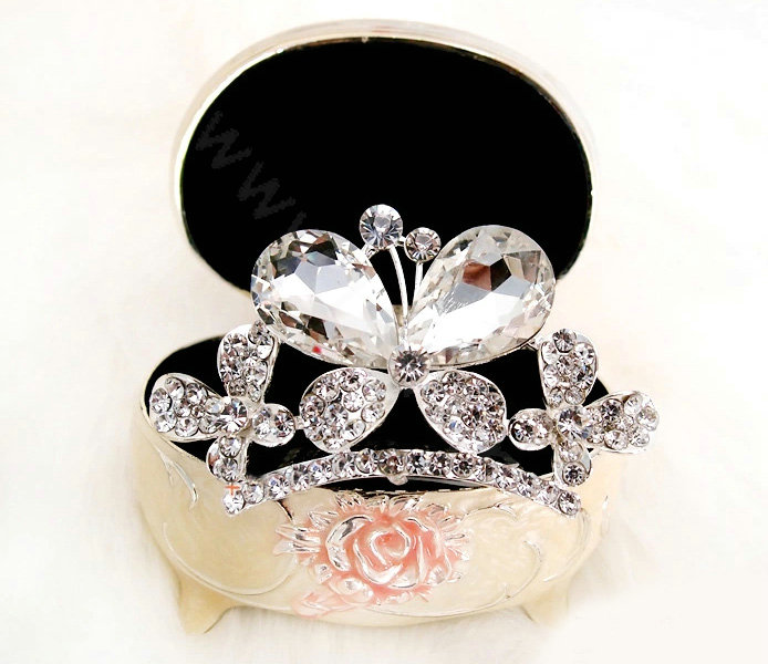 Classic Bride Butterfly Rhinestone Crystal Bridal Hair Crowns Tiaras Combs Wedding Accessories