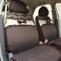 Cheapest Bowknot Polka Dot Lace Bud Silk Universal Auto Car Seat Cover Cotton 10pcs Sets - Coffee