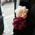 Luxury Roses Flower Floral Velvet Automotive Seat Safety Belt Covers Car Decoration 2pcs - Black
