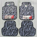 Classic Zebra Print Universal Automotive Carpet Car Floor Mats Suede 5pcs Sets - Black