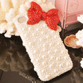 Bling Bowknot Crystal Cases Rhinestone Pearls Covers for iPhone 6 Plus - Red