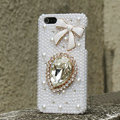 Bling Bowknot Crystal Cases Rhinestone Pearls Covers for iPhone 6 Plus - White