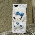 Bling Rabbit Crystal Cases Rhinestone Pearls Covers for iPhone 6 Plus - Blue