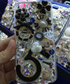 Bling S-warovski crystal cases Flowers 5 diamond cover for iPhone 6 Plus - Black