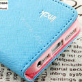 IMAK cross leather case Button holster holder cover for iPhone 6 Plus - Blue
