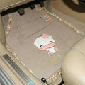 Sale Lace Universal Front Rear Carpet Decorative Car Floor Mats Plush 5pcs Sets For Girls - Beige