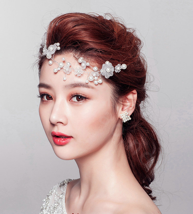 Elegant Flower Pearls Bridal Hairwear Jewelry Wedding Dress Bride Headband Hair Accessories