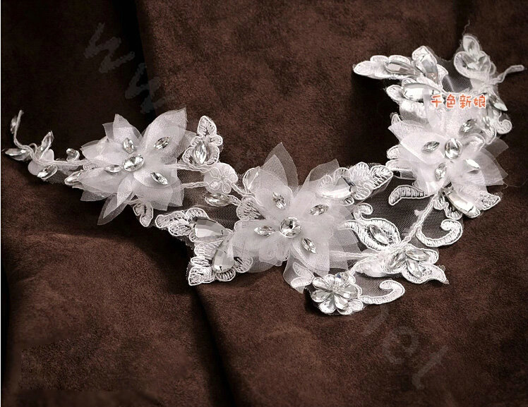 Elegant Rhinestone Lace Flower Hairwear Wedding Bride Headband Bridal Hair Accessories