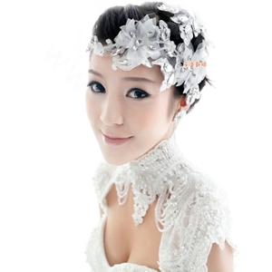 Elegant Rhinestone Lace Flower Hairwear Wedding Bride Headband Bridal Hair Accessories