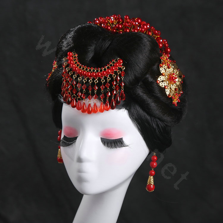 Luxury Rhinestone Tassel Bridal Headband Cheongsam Classic Wedding Bride Hair Accessories Sets