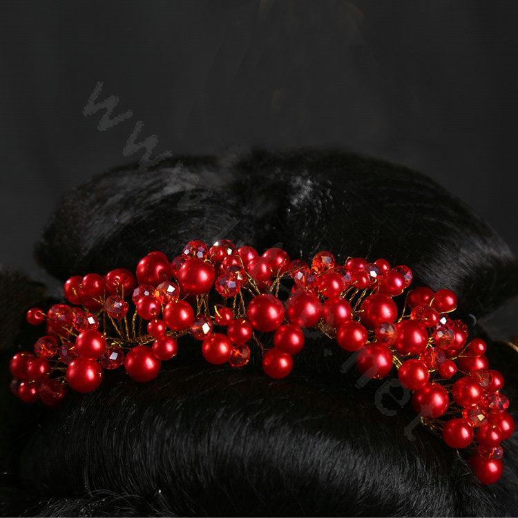 Luxury Rhinestone Tassel Bridal Headband Cheongsam Classic Wedding Bride Hair Accessories Sets