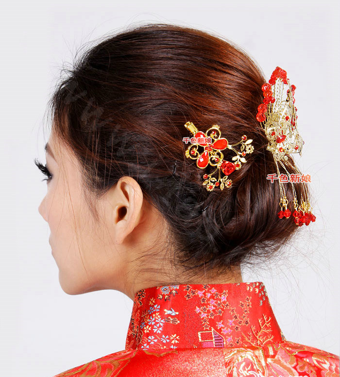 Retro Bride Rhinestone Butterfly Tassel Hair Comb Claw Cheongsam Wedding Bridal Hair Accessories