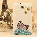 Bling Whale Crystal Cases Pearls Cover for Samsung Galaxy Note 4 N9100 - White