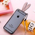 Cute Transparent Rabbit Covers Ears Silicone Cases for iPhone 6 Plus 5.5 - Black