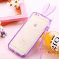 Cute Transparent Rabbit Covers Ears Silicone Cases for iPhone 6 Plus 5.5 - Purple