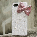 Bling Bowknot Rhinestone Crystal Cases Pearls Covers for iPhone 6S - Pink