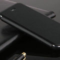 Classic Aluminum Bracket Holster Genuine Flip Leather Covers for iPhone 6S - Black