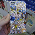 S-warovski crystal cases Flower Bling diamond pearl covers for iPhone 6S - Blue