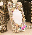 Bling Mirror Flowers Crystal Cases Covers for iPhone 7 - White