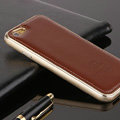 High Quality Aluminum Bumper Frame Covers Real Leather Back Cases for iPhone 7 - Brown