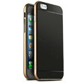 Classic Metal Bumper Frame Covers Genuine Leather Back Cases for iPhone 6 4.7 - Gold